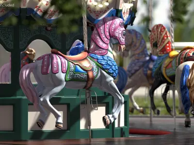 Pink Carousel Horse 3D model