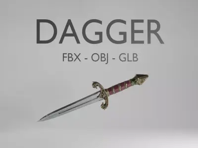 Fantasy Dagger 3D Model - Medieval Weapon - FBX OBJ GLB 3D model