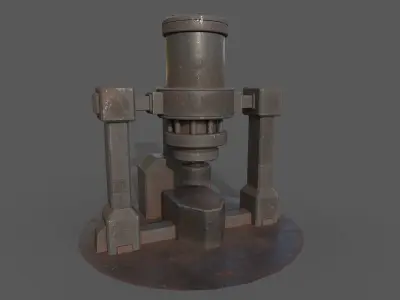 Stylized Fantasy Machine - Industrial Forge Press Low-poly 3D model