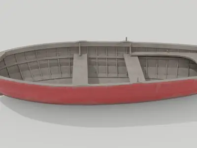 Wood Boat Low-poly 3D model