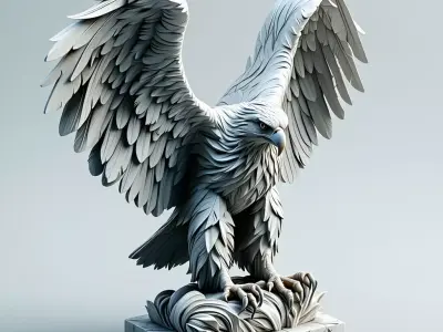 Majestic Eagle Statue 3D Model Low-poly 3D model