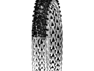 Antique Overlapping Chain Black Diamond Ring for Women 3D print model