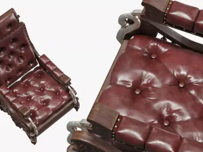 Vintage Steampunk Chair with Padded Leather 3D model