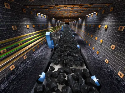 Mine tunnel - inside the coal conveyor belt 3D model