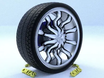 ORTAS CAR RIM 37 GAME READY RIM TIRE AND DISC 3D model