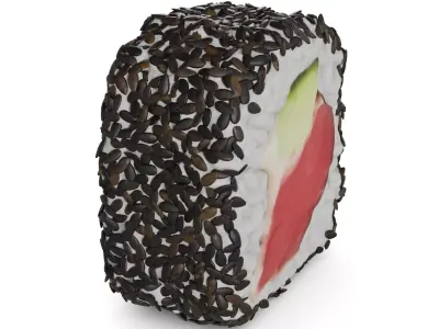 Sushi Tuna cucumber curry sauce sesame seeds 3D model
