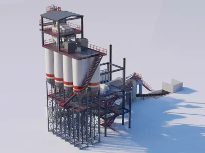 Dry mortar mix plant 3D Model 3D model