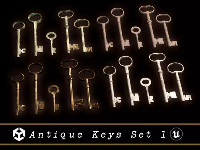 Medieval Antique Keys Set 1 Low-poly 3D model