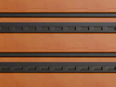 Orange Stylized Sci-Fi Wall PBR Seamless Texture