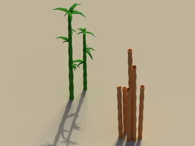 Low Poly Bamboo Trees Low-poly 3D model