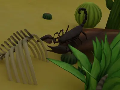 Scorpion Animated With Desert Environment Low-poly 3D model