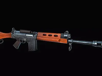 Stylized FN FAL rifle Low-poly 3D model