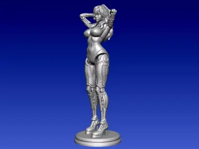 Scarlet Circuit  Cyberpunk Android Girl 3D print model