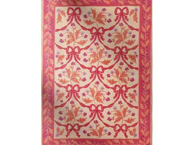 Bow Demask Screen Printed Rug 3D model
