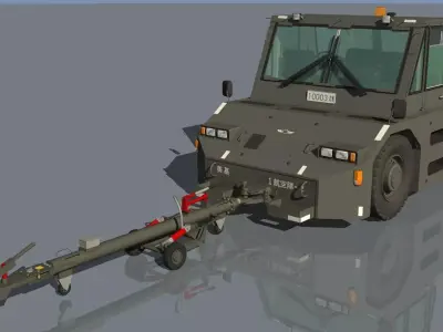 JASDF 20tons Towingcar and Towbar 3D model