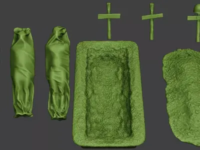 American soldier ww2 Tombs and Corpses A11 3D print model