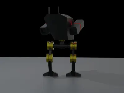 Low Poly Coloured  Mecha Low-poly 3D model