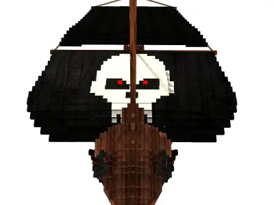 Voxel Pirate Ship Low-poly 3D model