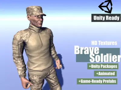 Brave Soldier - animated rigged Military Man Low-poly 3D model