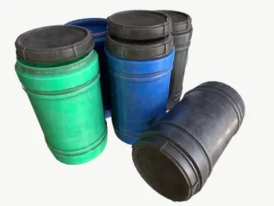 industrial plastic barrel Low-poly 3D model