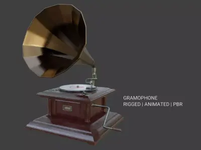 Gramophone Phonograph Low-poly 3D model