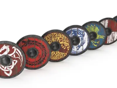 Wooden Viking Shields 3D model