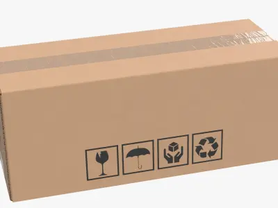 Cardboard Box 50x20x20 Closed 3D model