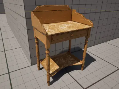  Victorian Painted Wooden Washstand Table with Drawer  Low-poly 3D model