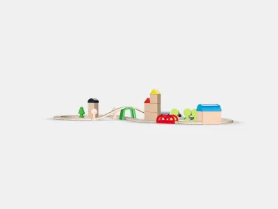 LILLABO 45-piece train set with rail Low-poly 3D model
