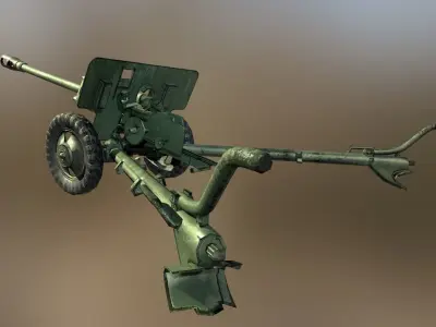 Soviet cannon ZIS 3 Low poly 3D model Low-poly 3D model