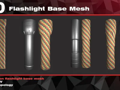 20 flashlight base mesh  Low-poly 3D model