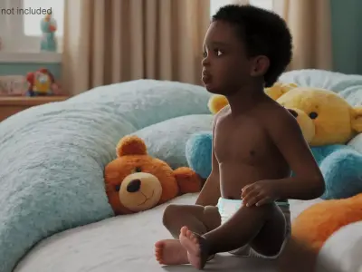 African Baby Boy Wearing Diaper Sitting 3D model