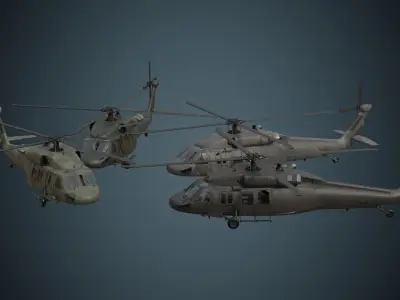 Military Helicopter 1A Low-poly 3D model