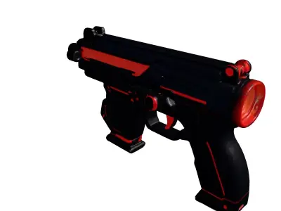 Futuristic Blaster Pistol with Red Sight 3D model