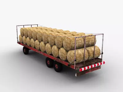 Bale Trailer Lowpoly Low-poly 3D model