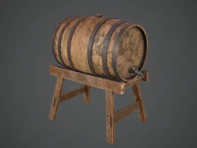 BARREL OLD 2 Game Ready PBR Low-poly  Low-poly 3D model
