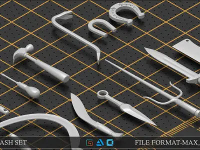 Mega pack items kitbash Low-poly 3D model