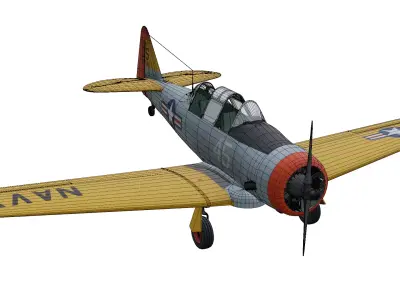 North American T-6 Texan Low-poly 3D model