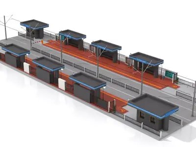 Tramway Station Low-poly 3D model