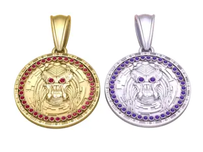 Futuristic Predator Ruby Medallion Pendant 3D print model