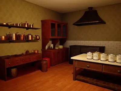 Victorian Kitchen Asset Pack Low-poly 3D model