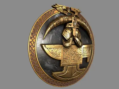 shield golden Low-poly 3D model