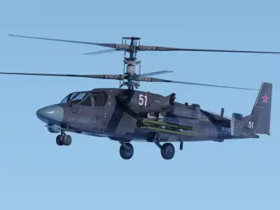 Kamov Ka-52 Fully-Rigged and Animated Game ready Low-poly 3D model