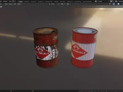 Industrial Flammable Barrel  Clean Rusty PBR 3D model