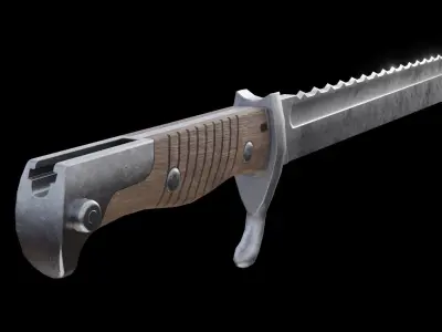 German bayonet Seitengewehr  S98 05 with sawback Low-poly 3D model