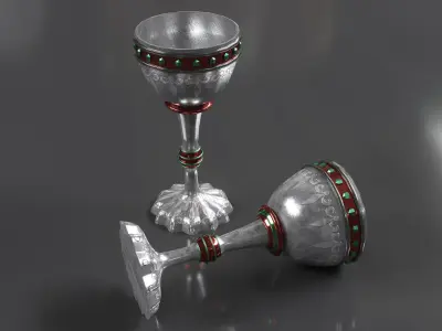 CHALICE-SILVER pair of silver goblets Low-poly 3D model