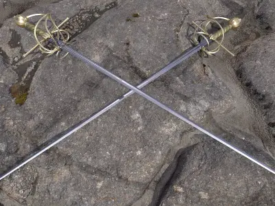 rapier with a swept-hilt Low-poly 3D model
