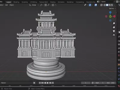 Chinese Zhongnanhai Palace Rook Chess Piece 3D print model
