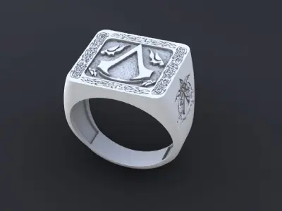 Ring with the Assasin simbols for cnc or  3D print model