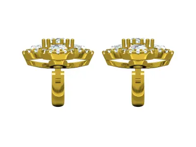 Antique Round Diamond Dangle Drop Earring 3D print model